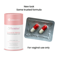 Femina Intimate Reset Kit (Starter Pack) – pH Self - Test + Boric Acid + Probiotic Capsules - Velobiotics