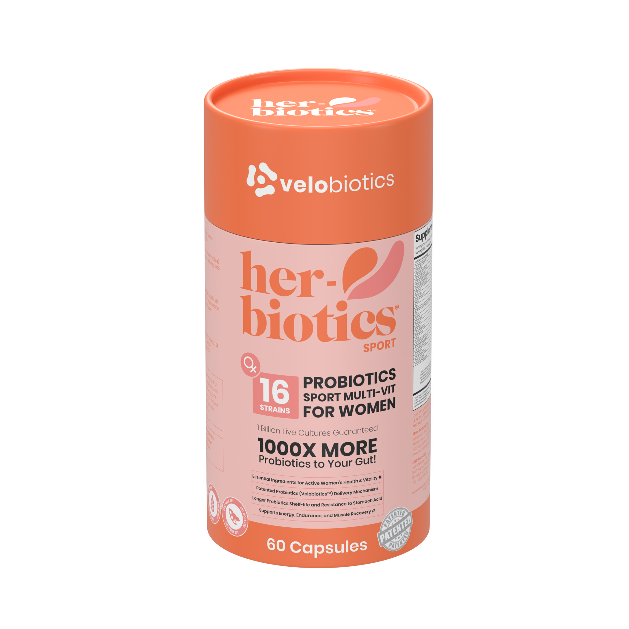 Her-Biotics Sport Capsules probiotic multivitamins for active women supporting energy, endurance, and muscle recovery.